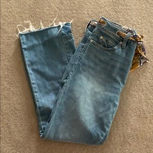 Free people kick flare jean with scarf belt detail